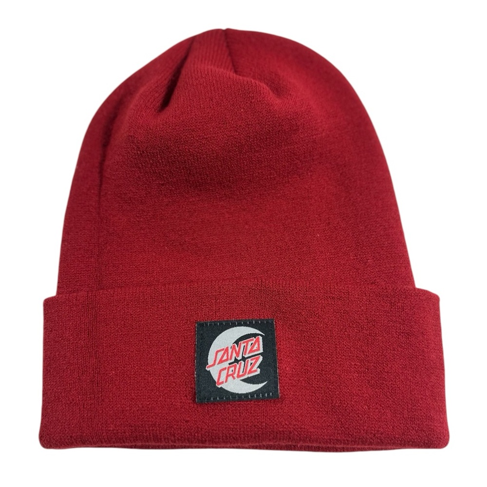 Santa Cruz Skateboards Red Beanie with Classic Cuffed Design